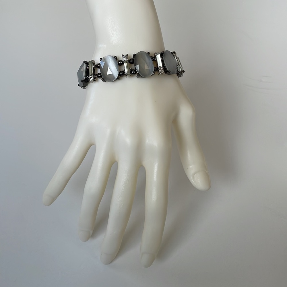WHBM Smoky Grey Stone/Rhinestone Bars Bracelet - Picture 2 of 11